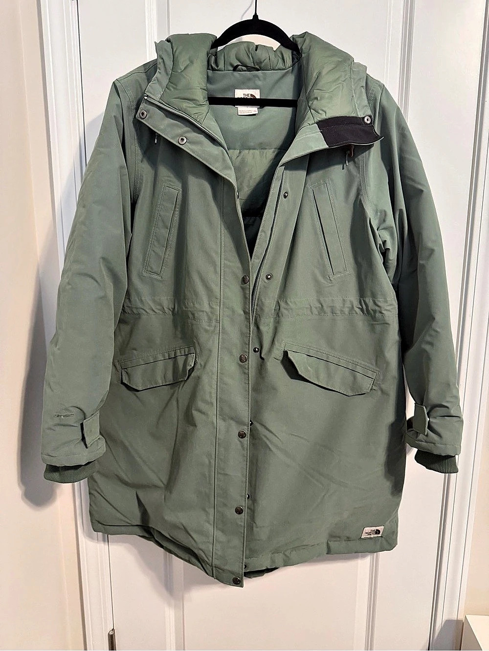 The North Face Women's Dryvent Parka Green Hooded Puffer Jacket XXL